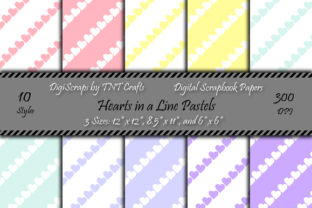 Download Pastel Hearts in a Line Digital Scrapbook Paper Pack - Premium Resources