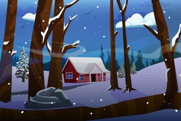 Download Winter Scene Flat Design Illustration - Winter scene Collection