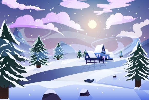 Download Winter Scene Flat Design Illustration - Winter scene Collection