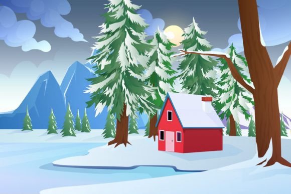 Download Winter Scene Flat Design Illustration - Winter scene Collection