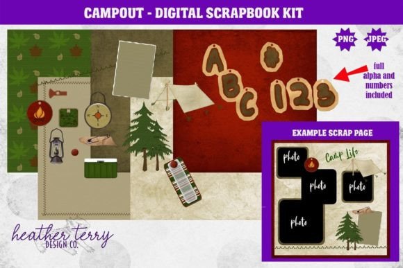 Download Campout Camping Digital Scrapbook Kit - Premium Bundle